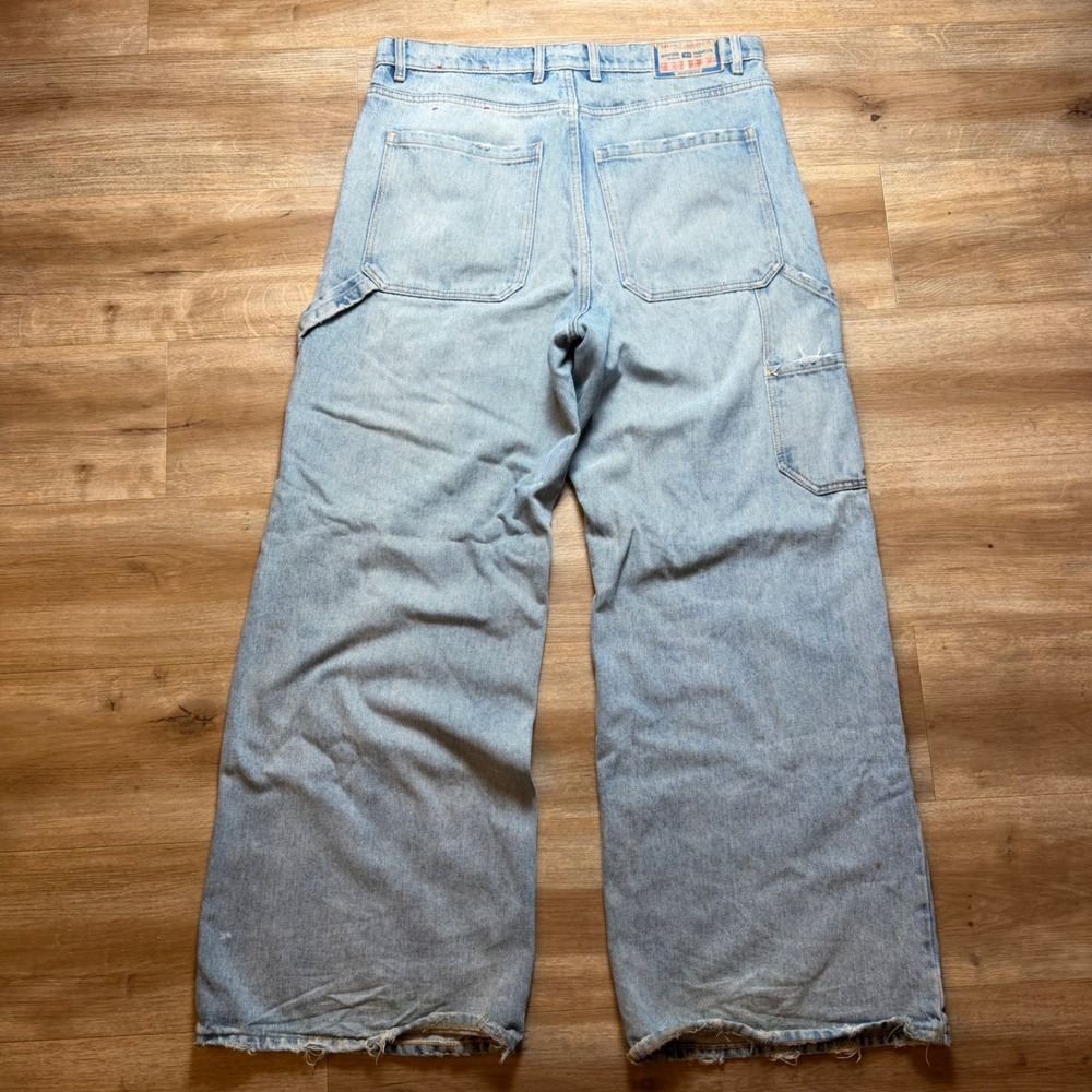 Diesel D-Sire-Work Jeans Men 30x32 Light Wash Carpenter Wide Leg Oversized 0EMAG